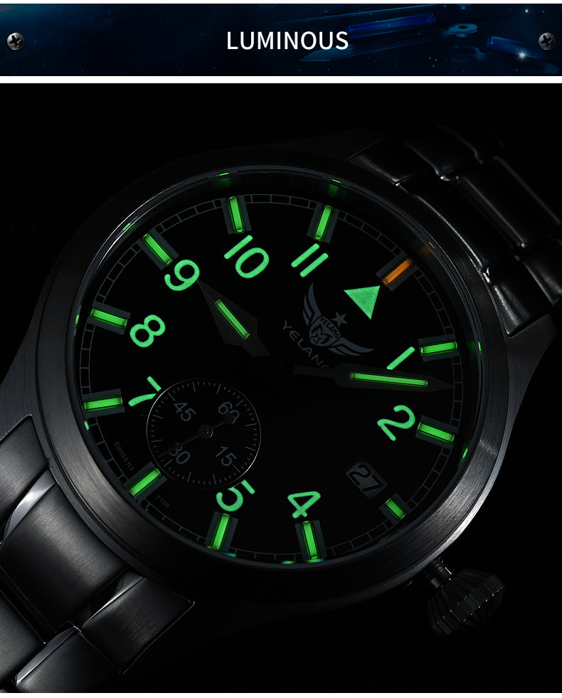 Yelang V1023 Men Watch 42mm Japanese VL58 Movement Pilot Men's Quartz Watch 10ATM 100m Waterproof Luminous Sports Watch Sapphire