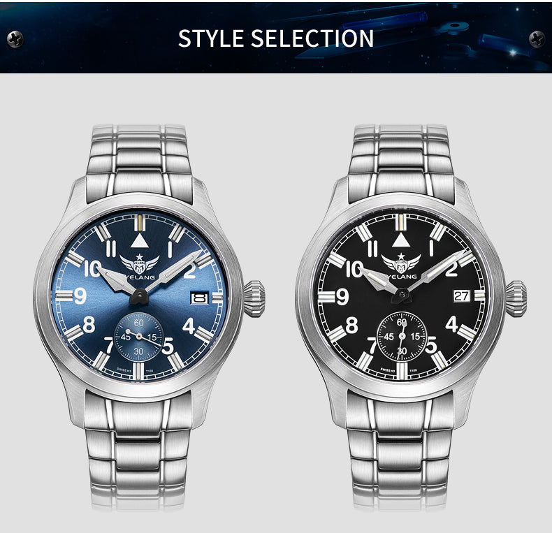 Yelang V1023 Men Watch 42mm Japanese VL58 Movement Pilot Men's Quartz Watch 10ATM 100m Waterproof Luminous Sports Watch Sapphire