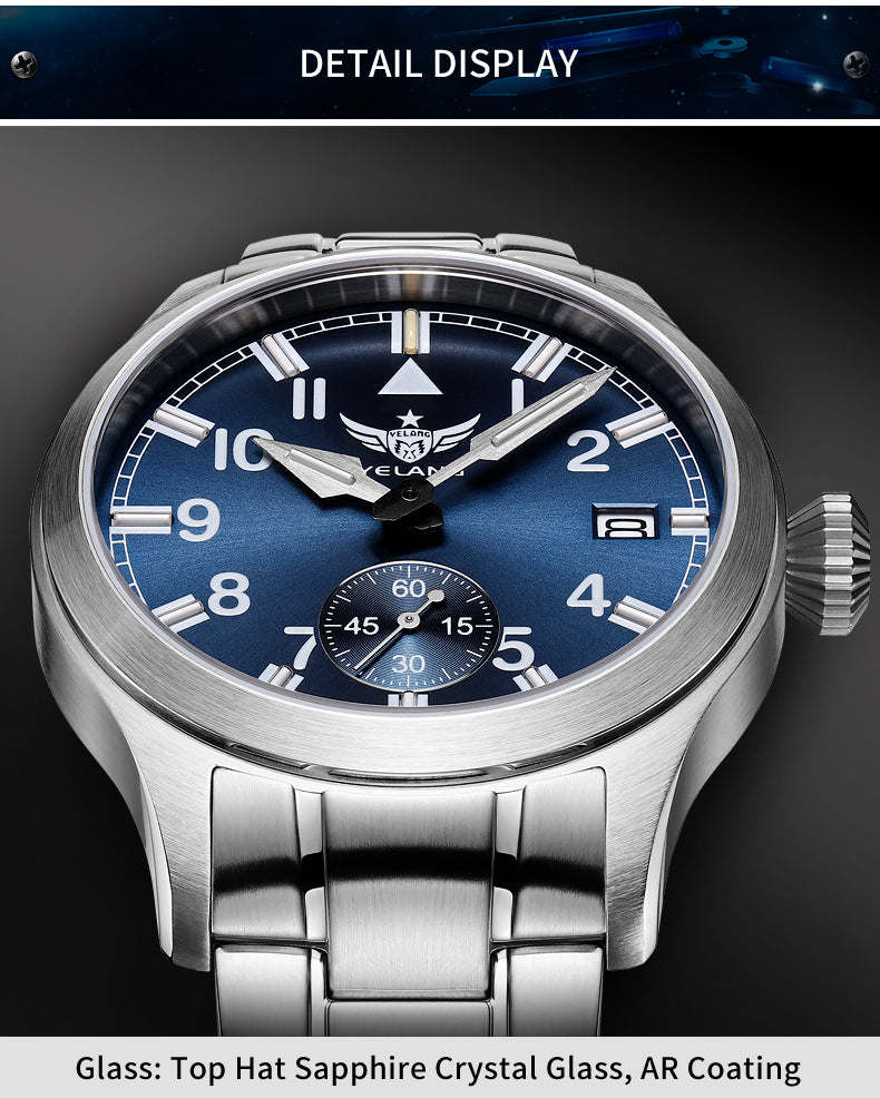 Yelang V1023 Men Watch 42mm Japanese VL58 Movement Pilot Men's Quartz Watch 10ATM 100m Waterproof Luminous Sports Watch Sapphire