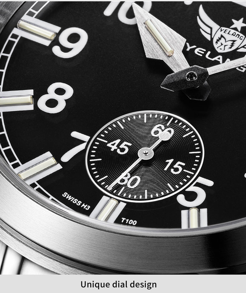 Yelang V1023 Men Watch 42mm Japanese VL58 Movement Pilot Men's Quartz Watch 10ATM 100m Waterproof Luminous Sports Watch Sapphire