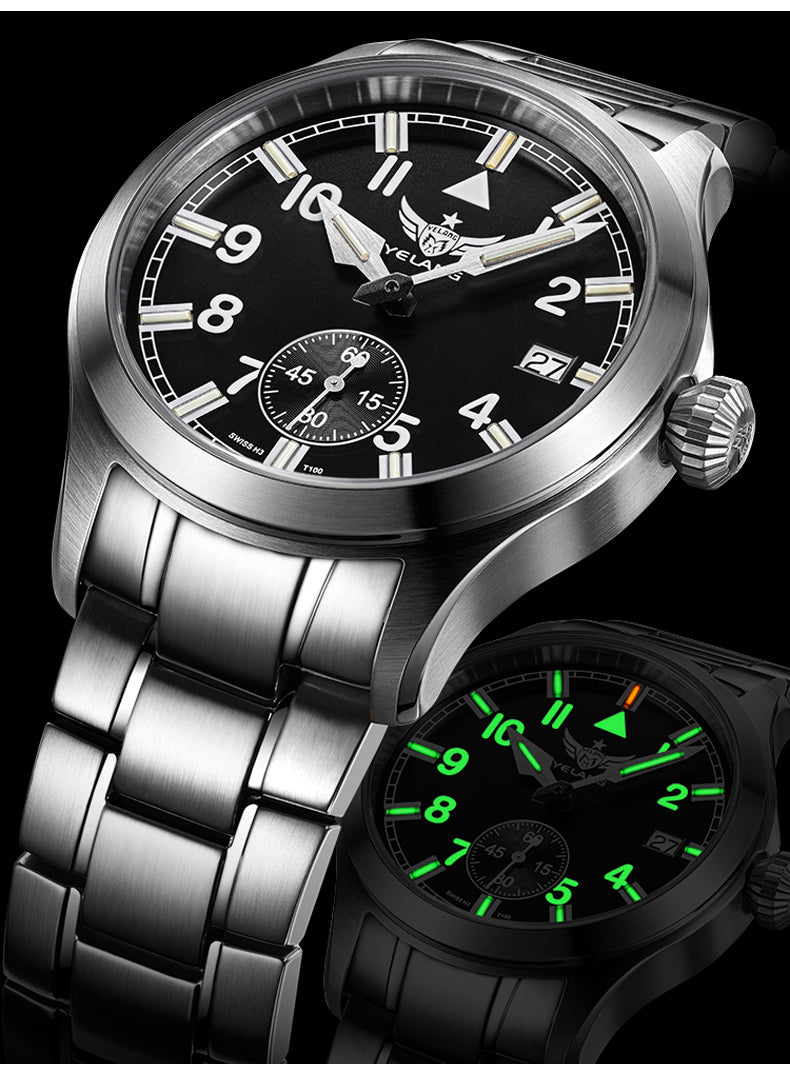 Yelang V1023 Men Watch 42mm Japanese VL58 Movement Pilot Men's Quartz Watch 10ATM 100m Waterproof Luminous Sports Watch Sapphire