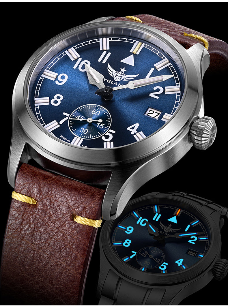 Yelang V1023 Men Watch 42mm Japanese VL58 Movement Pilot Men's Quartz Watch 10ATM 100m Waterproof Luminous Sports Watch Sapphire