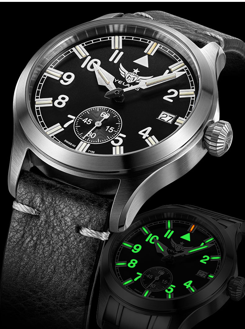 Yelang V1023 Men Watch 42mm Japanese VL58 Movement Pilot Men's Quartz Watch 10ATM 100m Waterproof Luminous Sports Watch Sapphire