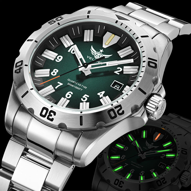 YELANG V1036S 42mm Men Quartz Watch Luminous 10 Years Lithium swiss RONDA 715-Li Movement 30ATM 300m Waterproof Military Style
