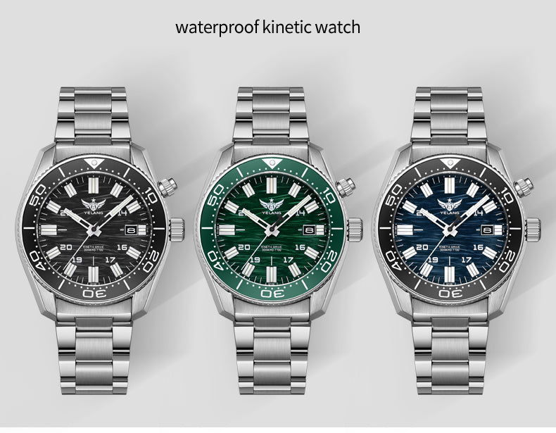 YELANG New V1038 40mm Men Diving Watch Human Kinetic Watch luminous Japan PX82 Sapphire 300m Waterproof Brand Men's Watch Reloj