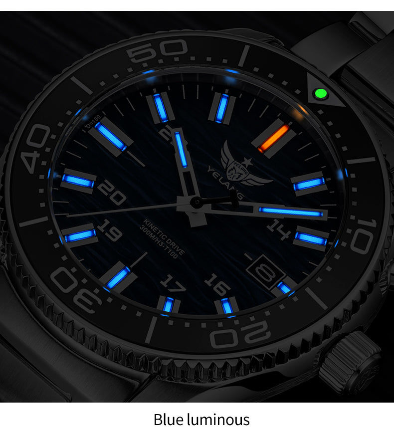 YELANG New V1038 40mm Men Diving Watch Human Kinetic Watch luminous Japan PX82 Sapphire 300m Waterproof Brand Men's Watch Reloj