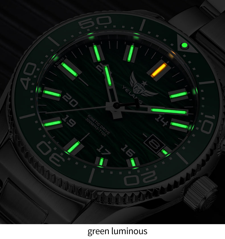 YELANG New V1038 40mm Men Diving Watch Human Kinetic Watch luminous Japan PX82 Sapphire 300m Waterproof Brand Men's Watch Reloj