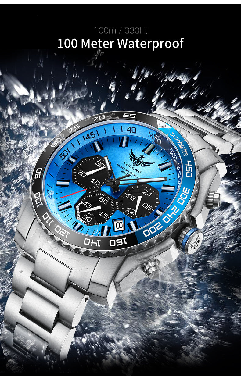 Yelang Watch 44mm V1215 Men Sports Watch Japan Eco-Drive VR42 Solar Diving Watch 100m Waterproof 10Bar Luminous watches for men