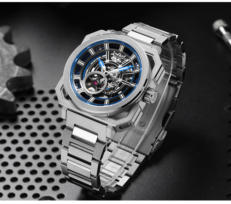 Yelang V1216 Men Watch Luxury Brand Watch 42mm Hollow Dial Japan MIYOTA 8N40 Automatic Movement 100M Waterproof Watch Luminous