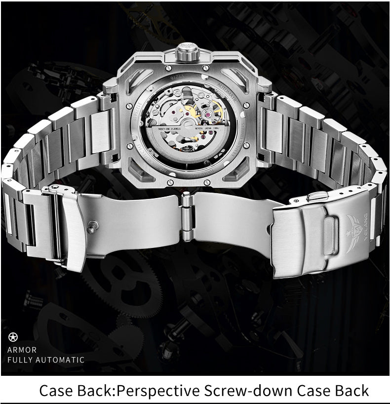 Yelang V1216 Men Watch Luxury Brand Watch 42mm Hollow Dial Japan MIYOTA 8N40 Automatic Movement 100M Waterproof Watch Luminous