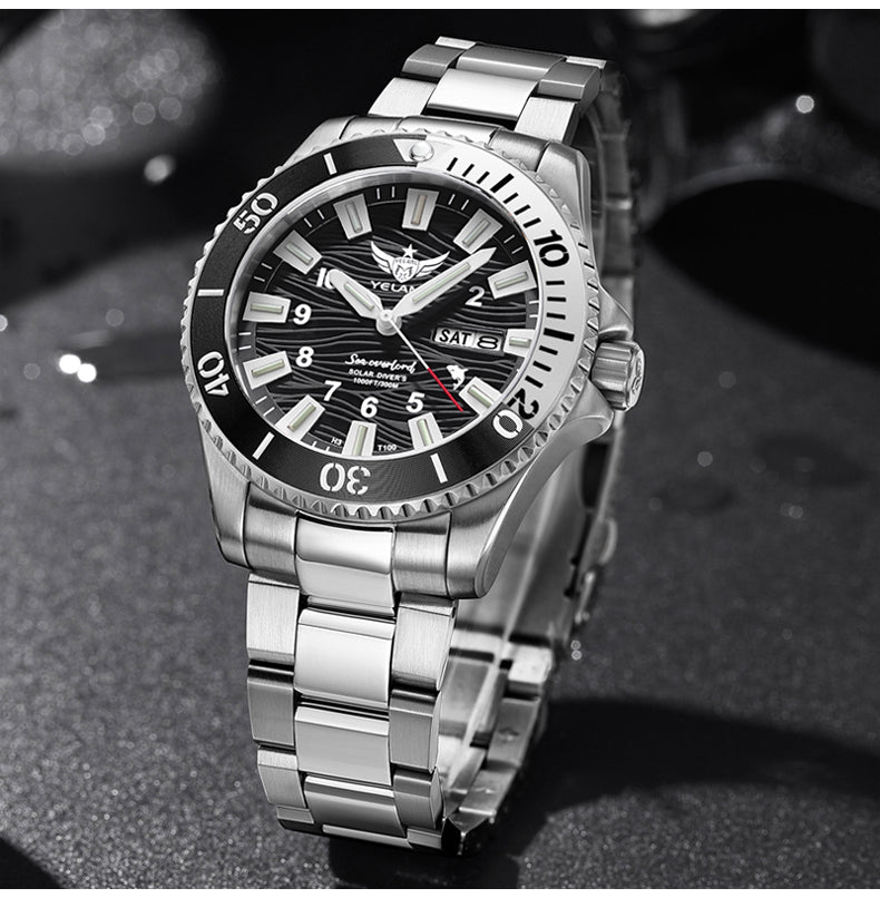 Yelang V1217 300m Diving Solar Watch Japan VS43 Swiss Super Luminous Water Ghost Waterproof Top Sapphire Aluminum Bezel Reloj