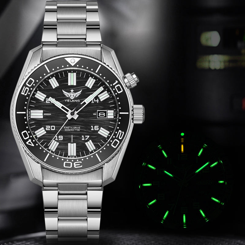 YELANG New V1038 40mm Men Diving Watch Human Kinetic Watch luminous Japan PX82 Sapphire 300m Waterproof Brand Men's Watch Reloj