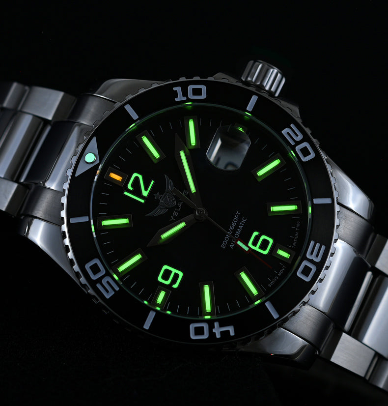 YELANG V5.3 42MM Men Automatic Mechanical Watch T100 Luminous 200M Diving Waterproof SW200 Movement Watch Sapphire 20Bar Reloj